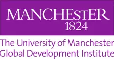 Global Development Institute logo with purple rectangle